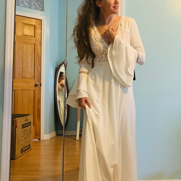 SOLD Lulus Enchanted Belle Sleeve Wedding Dress - Picture 10 of 11